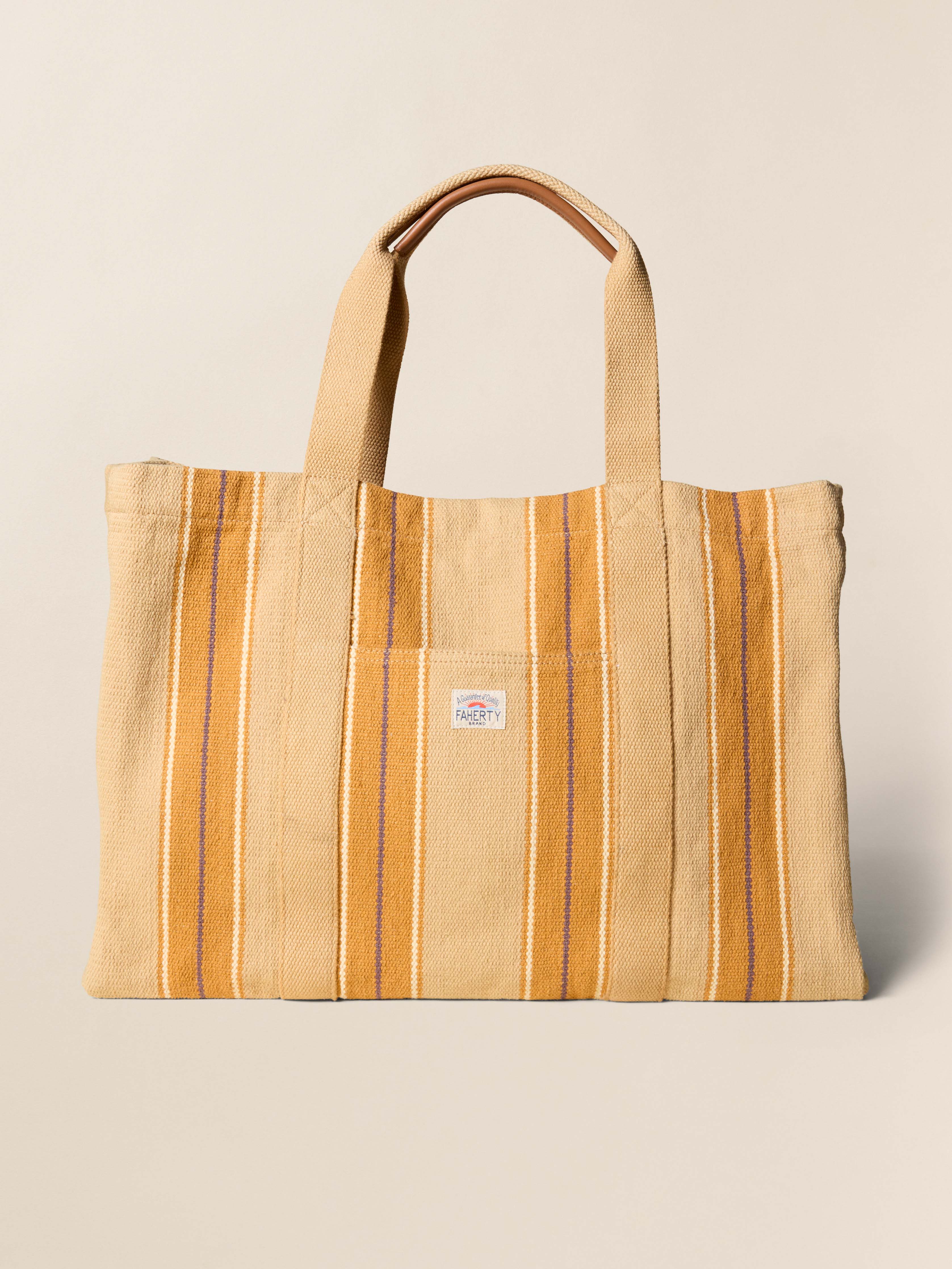 Surf Stripe Beach Tote - Khaki