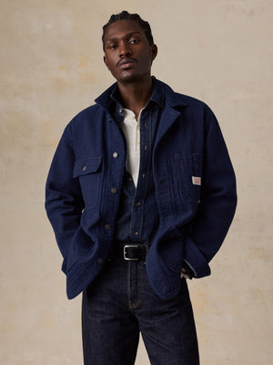Indigo Sashiko Chore Jacket - Dark Indigo
