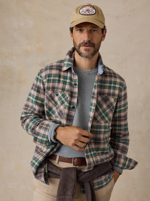 Japanese Flannel Workshirt - Green Mori Plaid