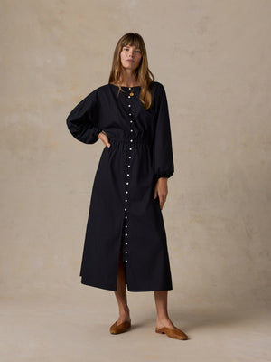 Coastal Poplin Suri Dress - Black