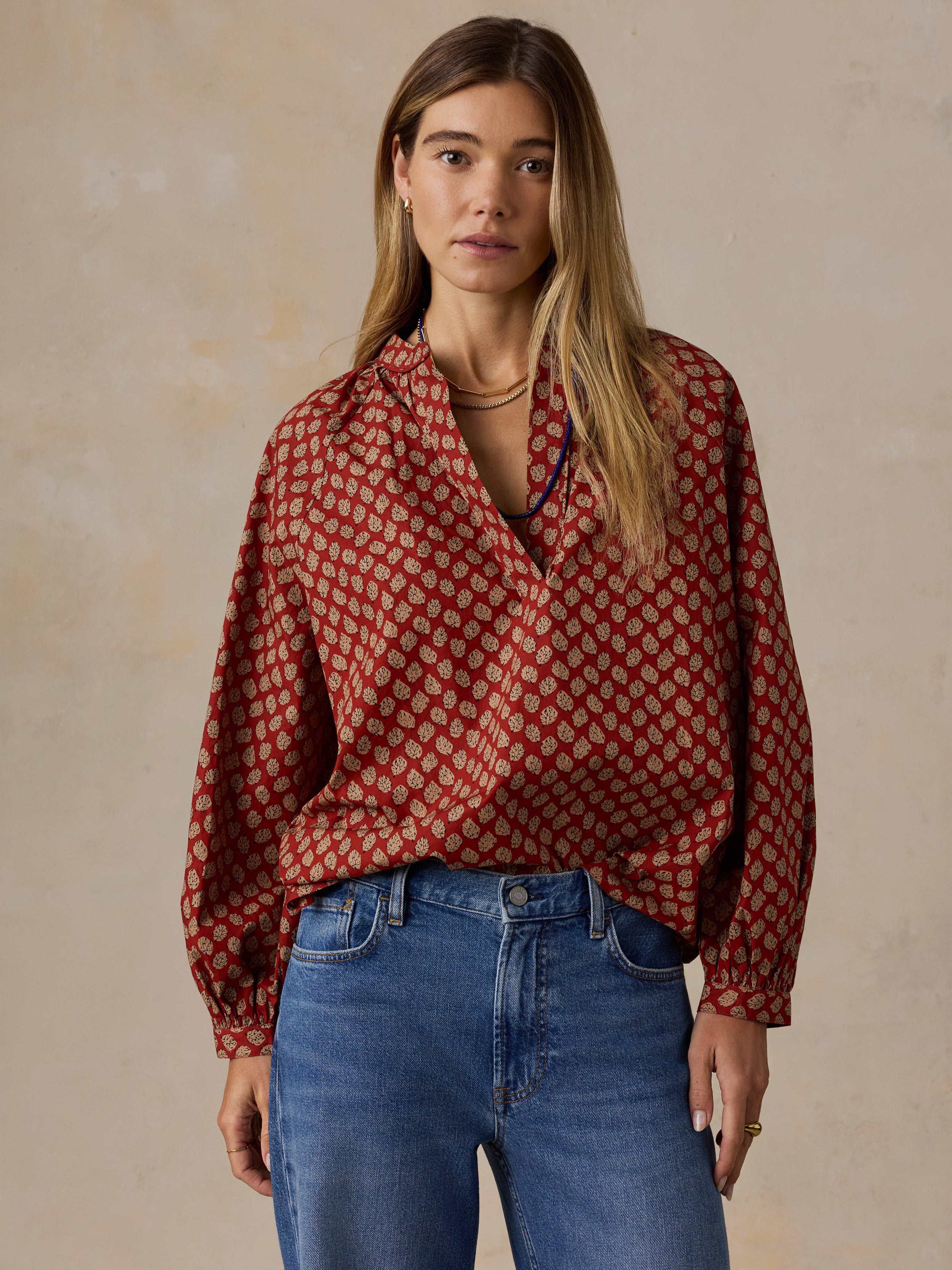 Coastal Poplin Eleanor Top - Autumn Petals
