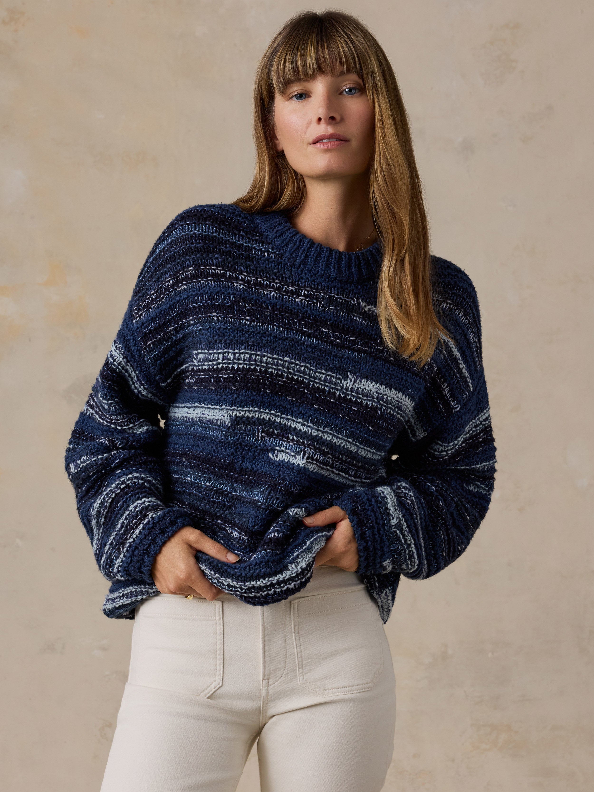 Cliffwalk Crewneck Sweater - Indigo Blue Lines