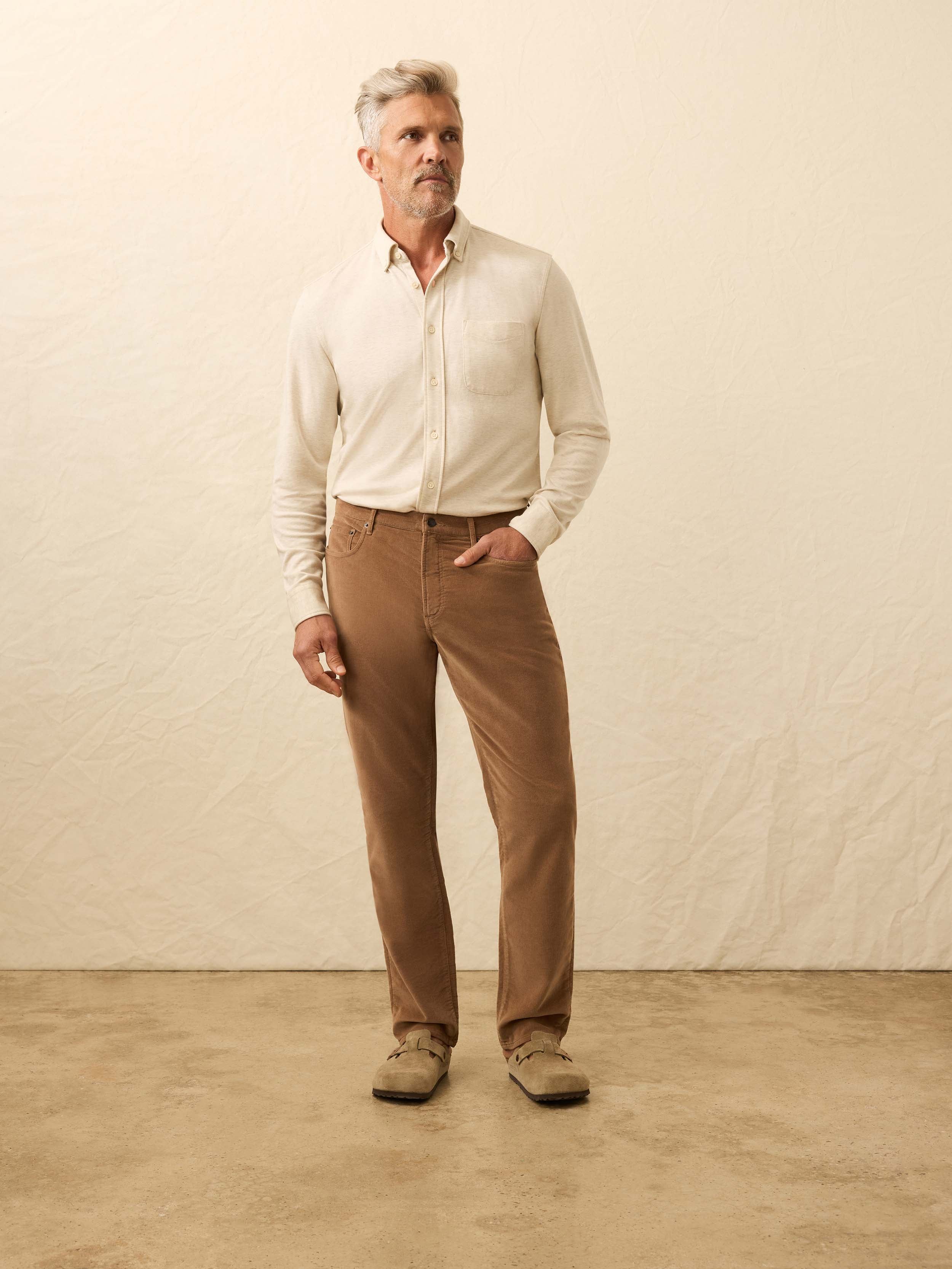 Stretch Terry Corduroy 5-Pocket Pant - Maple Brown | Faherty Brand