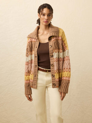 Highland Fairisle Cardigan - Lakeside Fairisle Haze