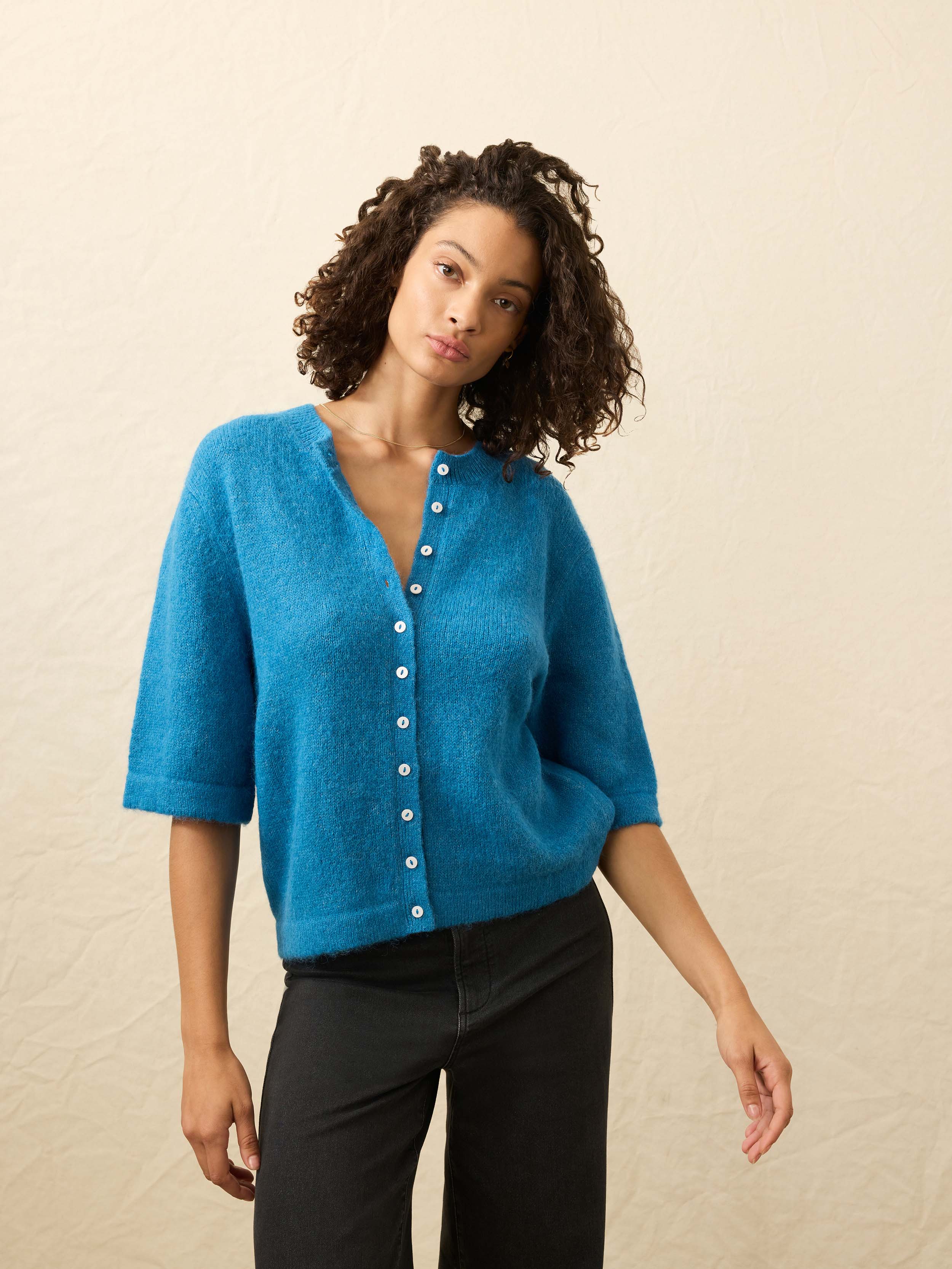 Apres Alpaca Cardigan - Blue Lights | Faherty Brand