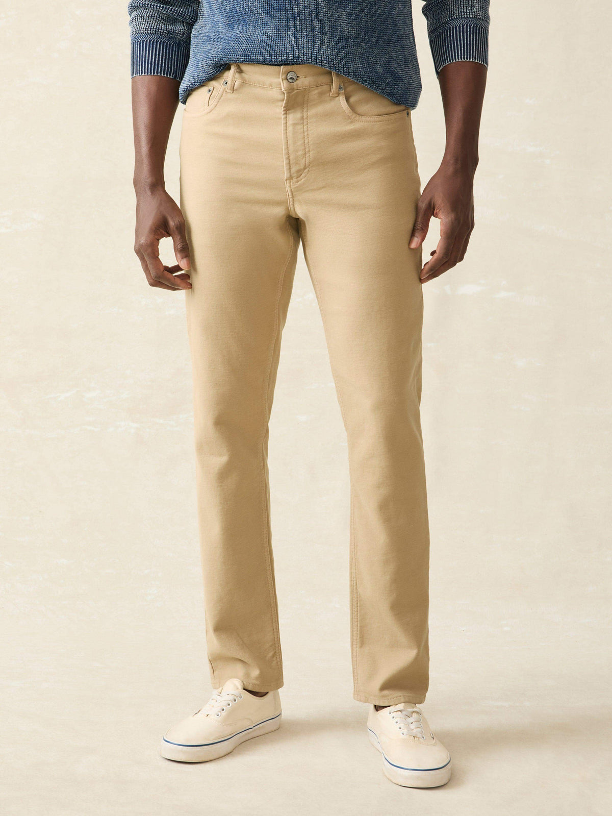  | Stretch Terry 5-Pocket Pant - Desert Khaki | Faherty Brand, image 1 of 5