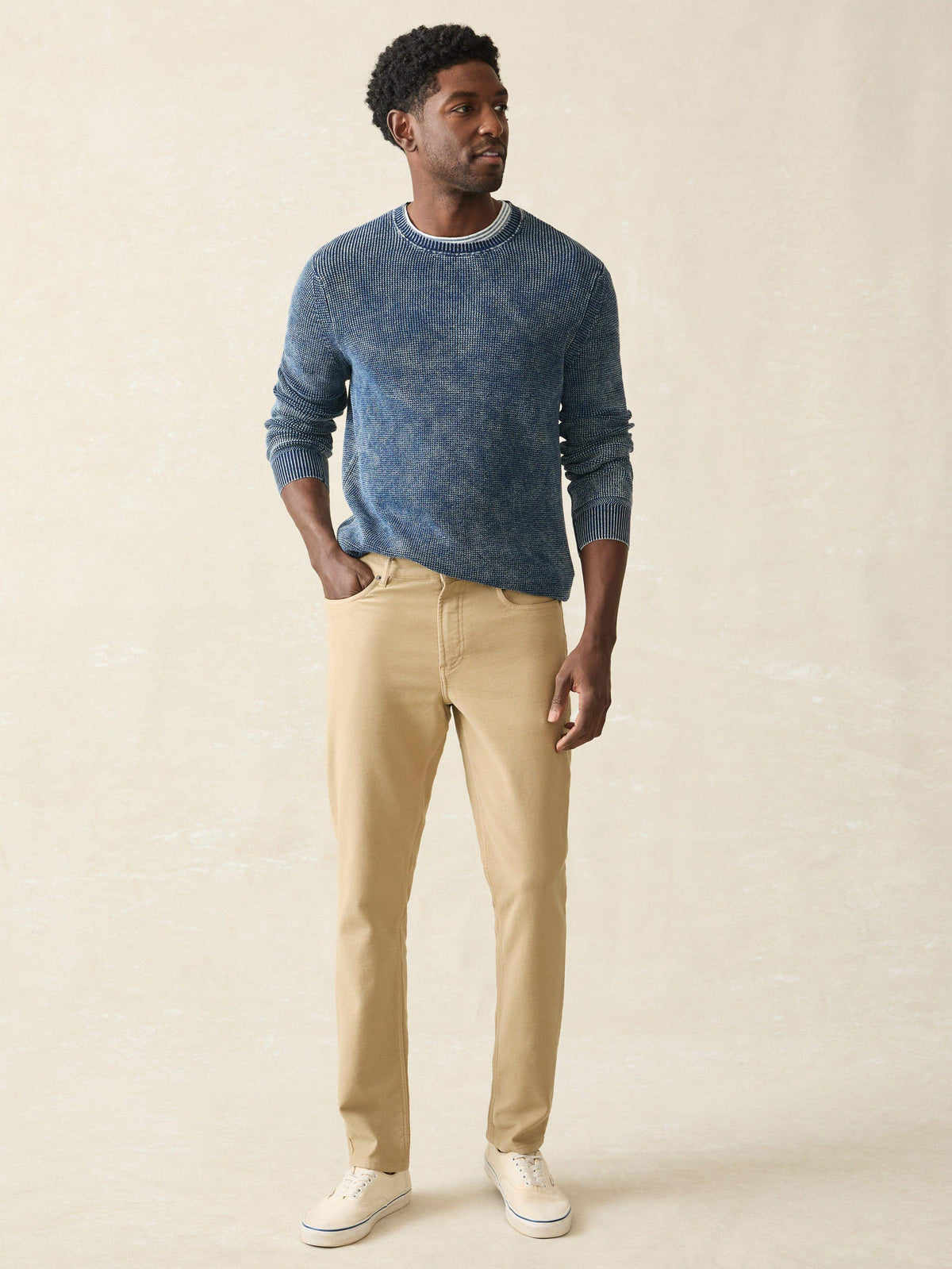  | Stretch Terry 5-Pocket Pant - Desert Khaki | Faherty Brand, image 2 of 5