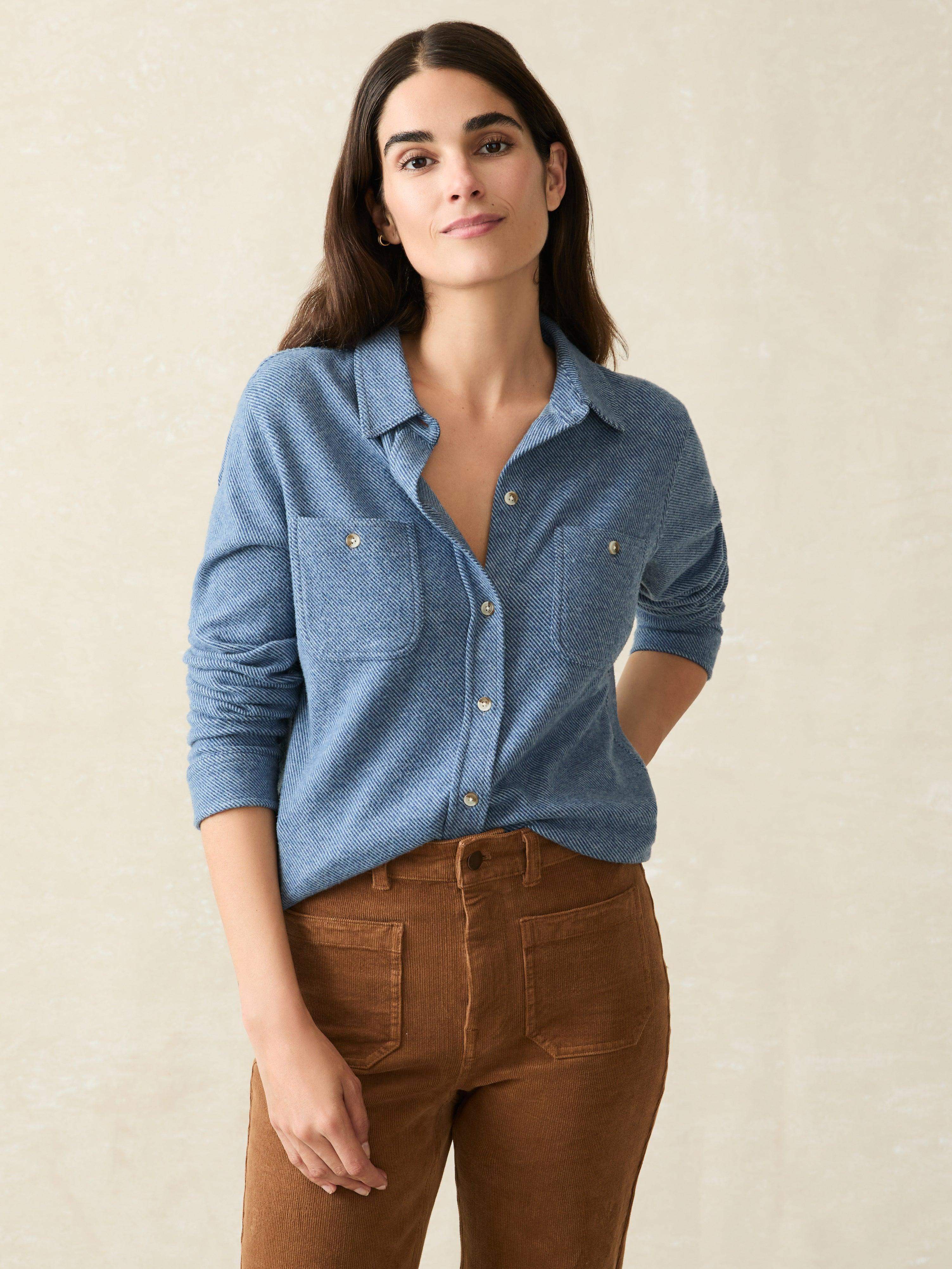 Legend Sweater Shirt - Glacier Blue Twill | Faherty Brand