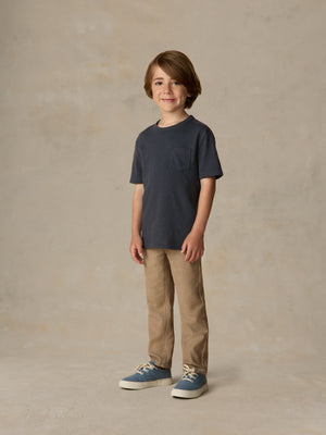 Kids Sunwashed Regenerative Pocket Tee - Dune Navy