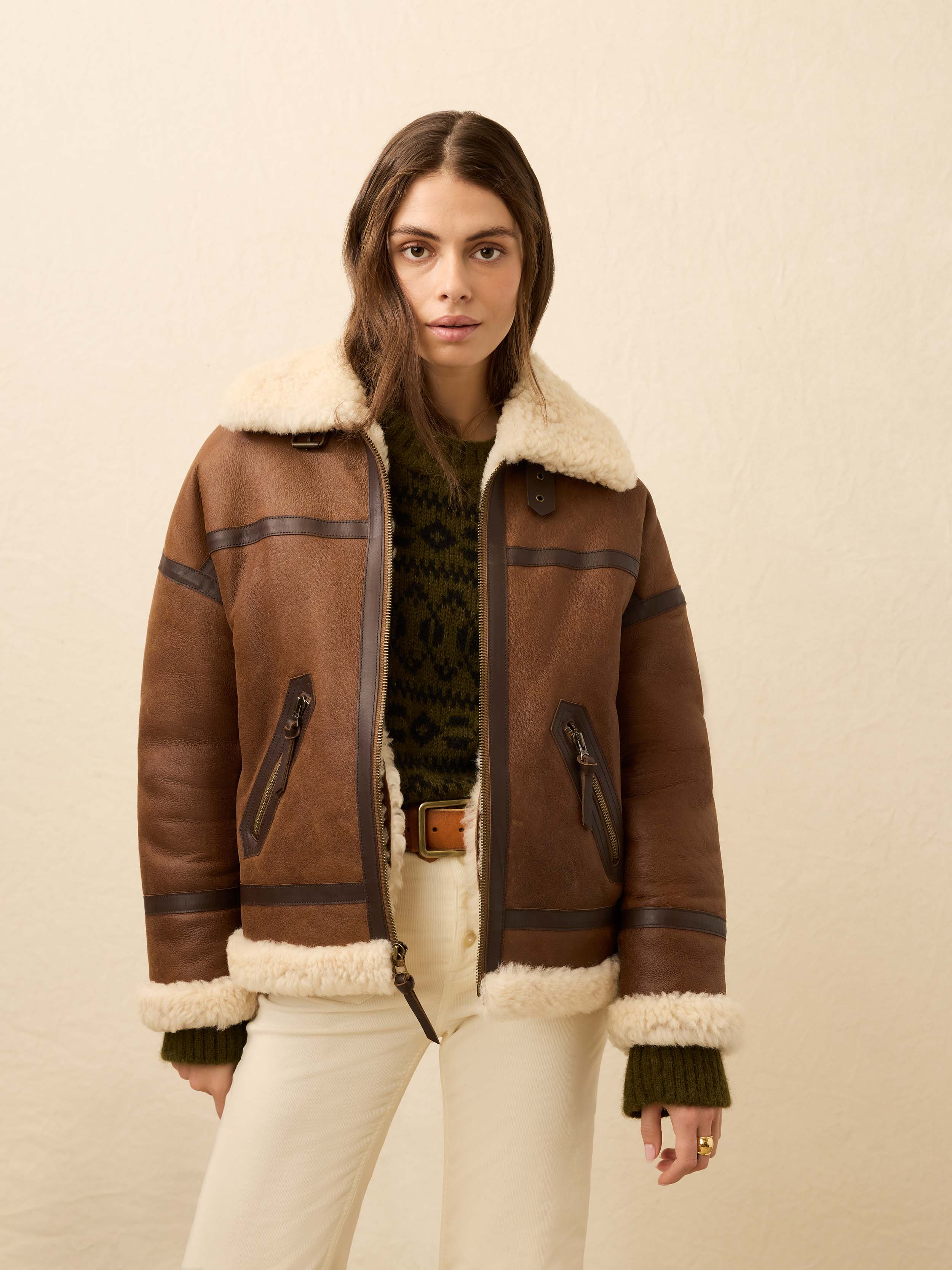 Sedona Shearling Flight Jacket - Brown | Faherty Brand