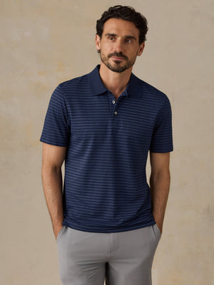 Short-Sleeve Movement™ Pique Polo - Twilight Stream Stripe