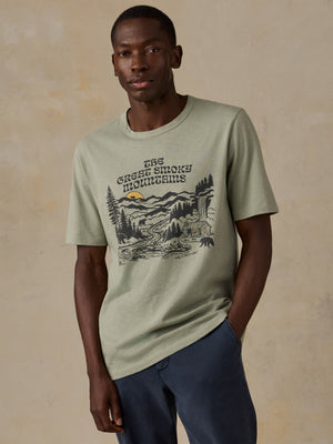 Faherty x Parks Project Great Smoky Mountains Short-Sleeve Sunwashed Regenerative Tee - Summer Sage