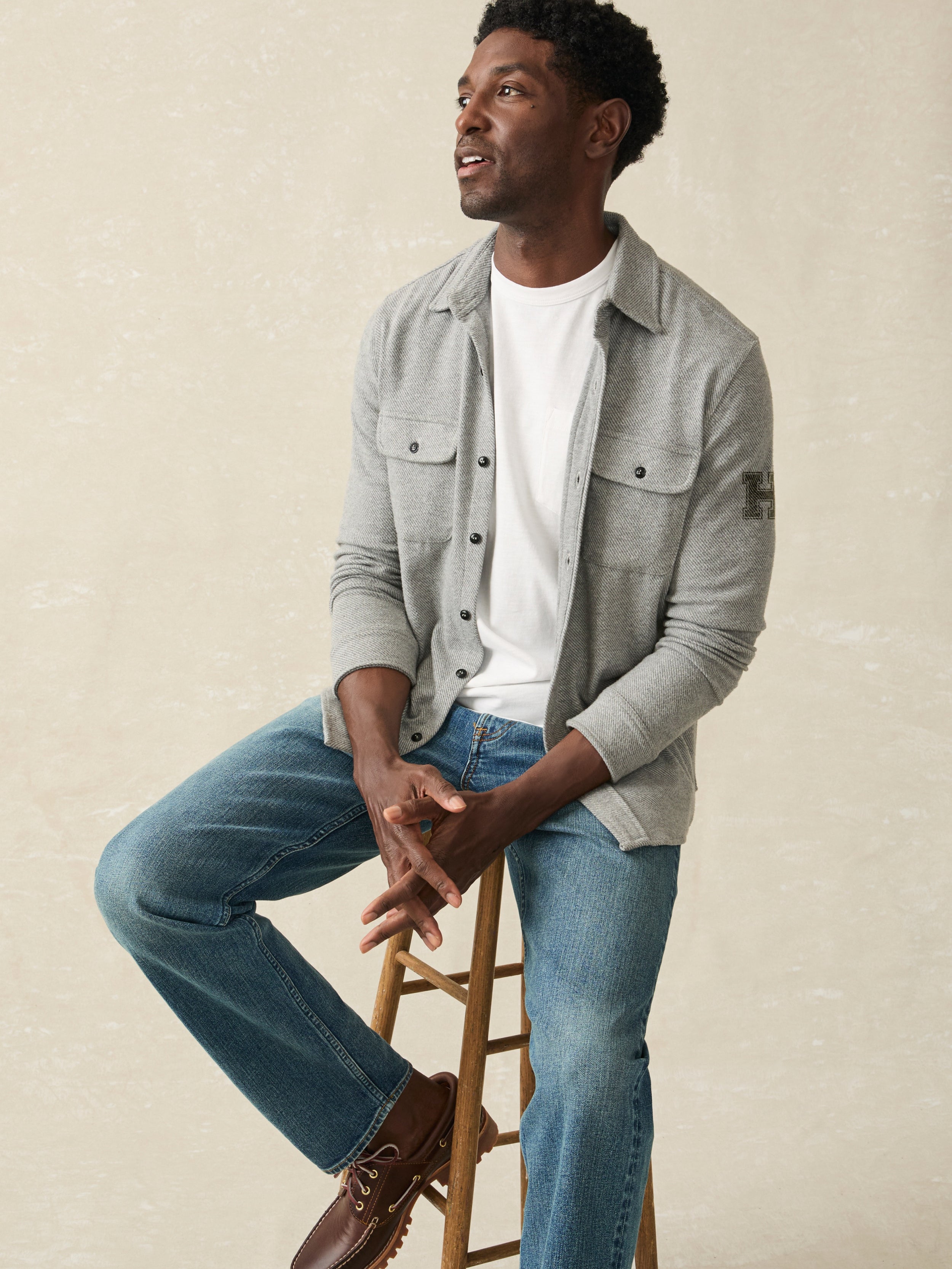Harvard Legend™ Sweater Shirt - Fossil Grey Twill | Faherty Brand