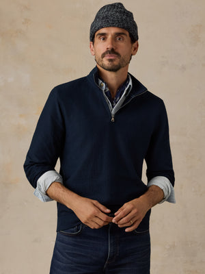 Textured Knit Quarter Zip - Abyss Navy