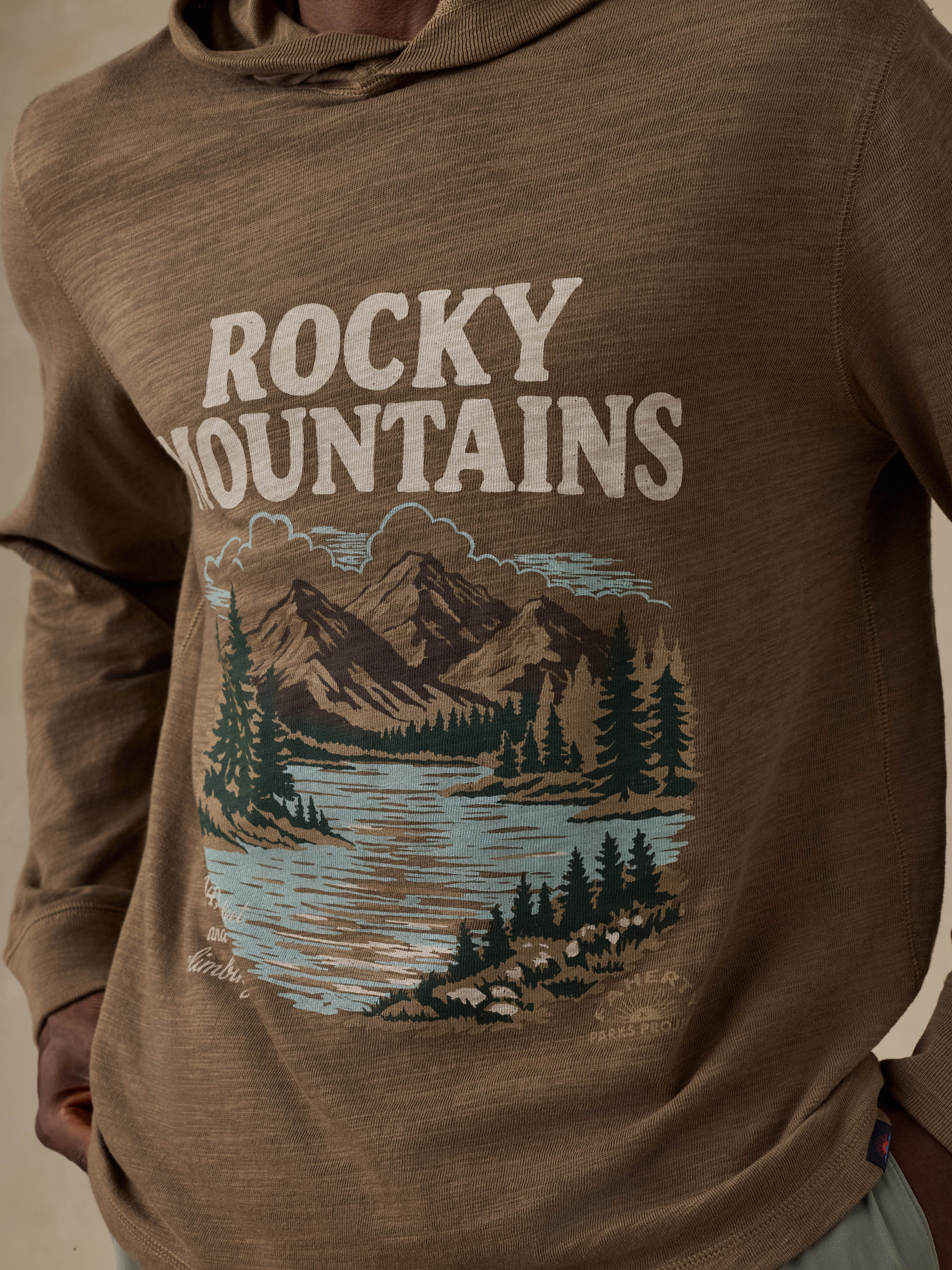 Faherty x Parks Project Rocky Mountains Sunwashed Organic Hoodie - Timber