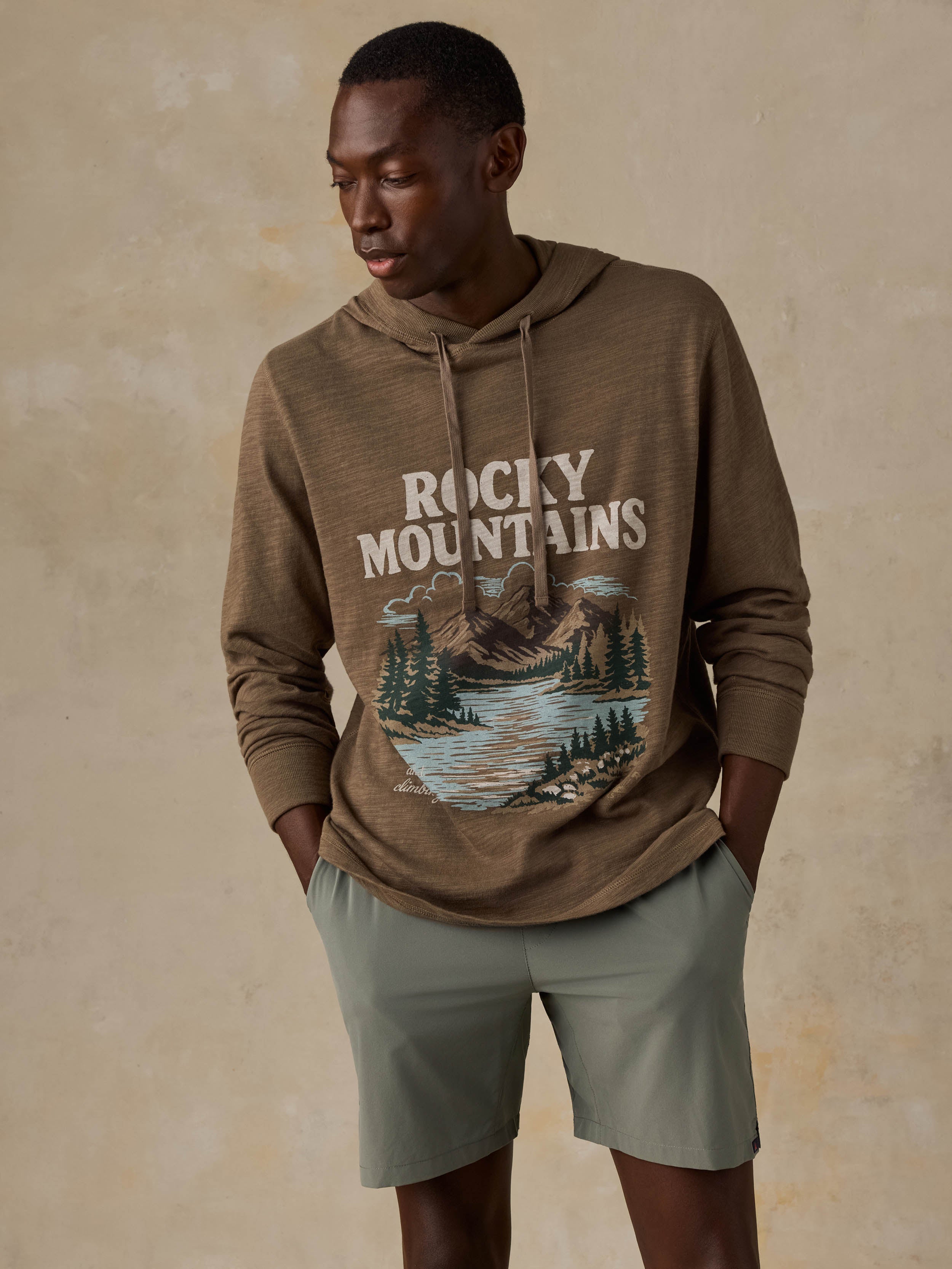 Faherty x Parks Project Rocky Mountains Sunwashed Organic Hoodie - Timber