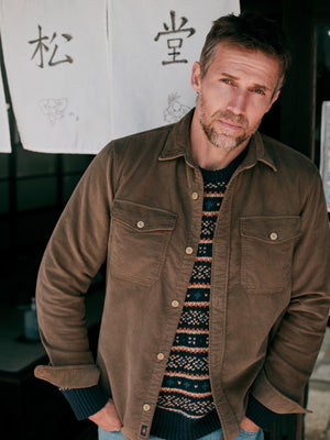 Stretch Terry Corduroy Workshirt - Brown Umber