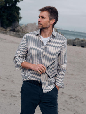 Palmetto Shirt - Cloud Marine Stripe