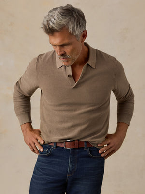 Lightweight Sunwashed Sweater Polo - Timber
