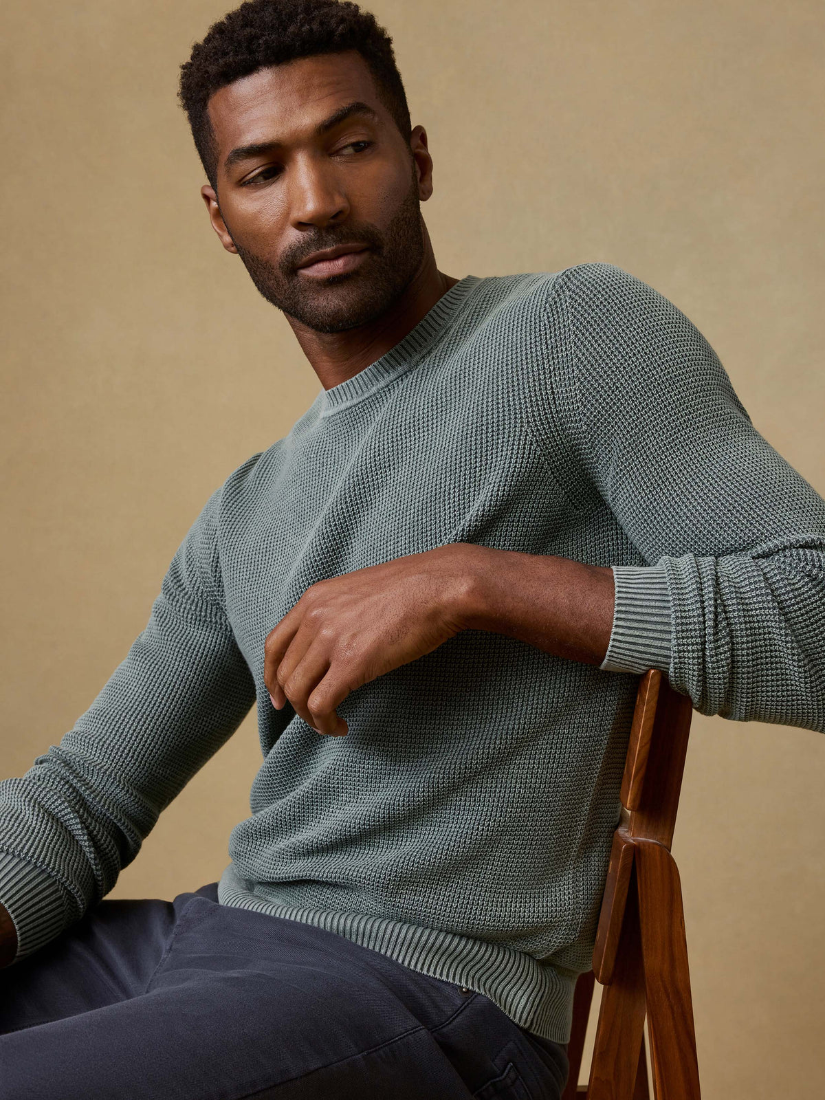 | Sunwashed Crewneck Sweater - Mountain Olive | Faherty Brand, image 2 of 5