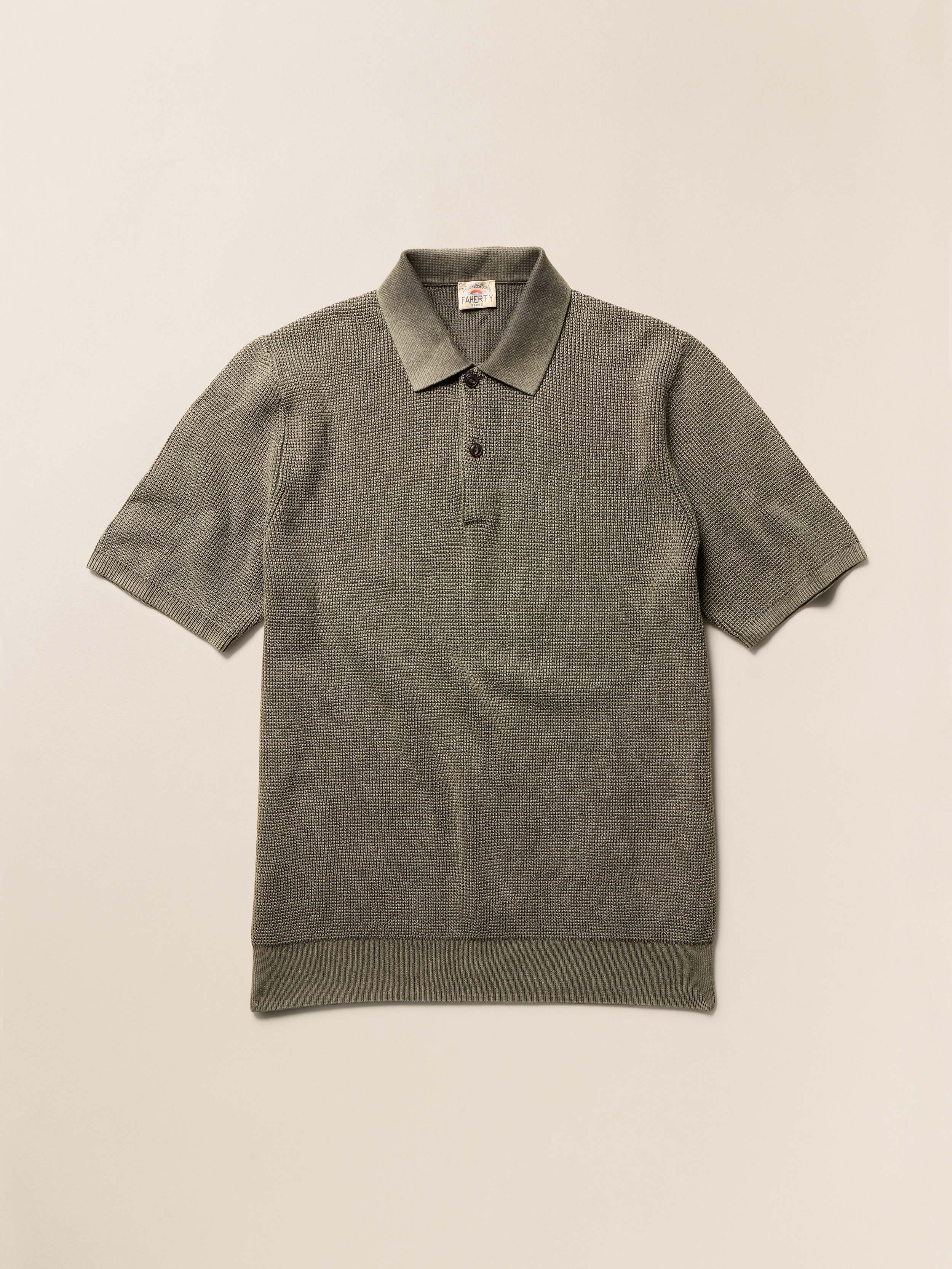 Short-Sleeve Sunwashed Sweater Polo - Pine Ridge | Faherty Brand