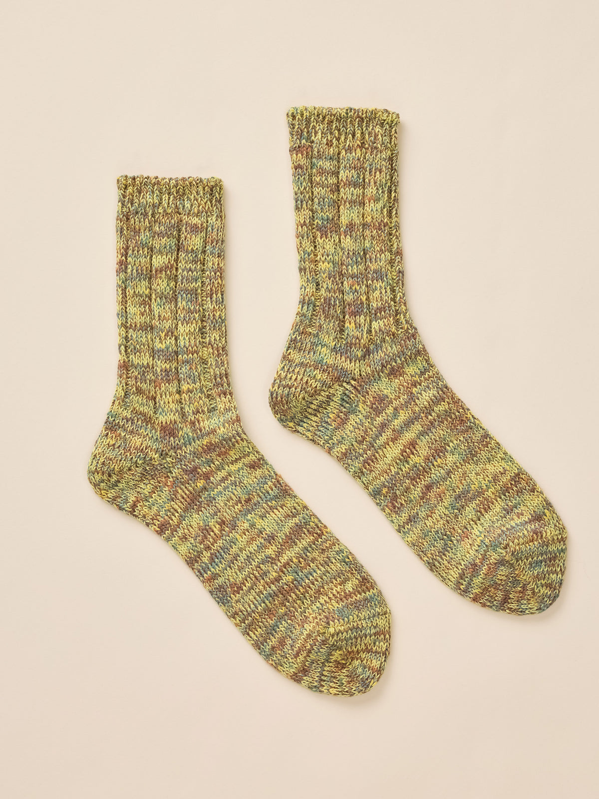 A pair of yellow marled socks, image 3 of 3