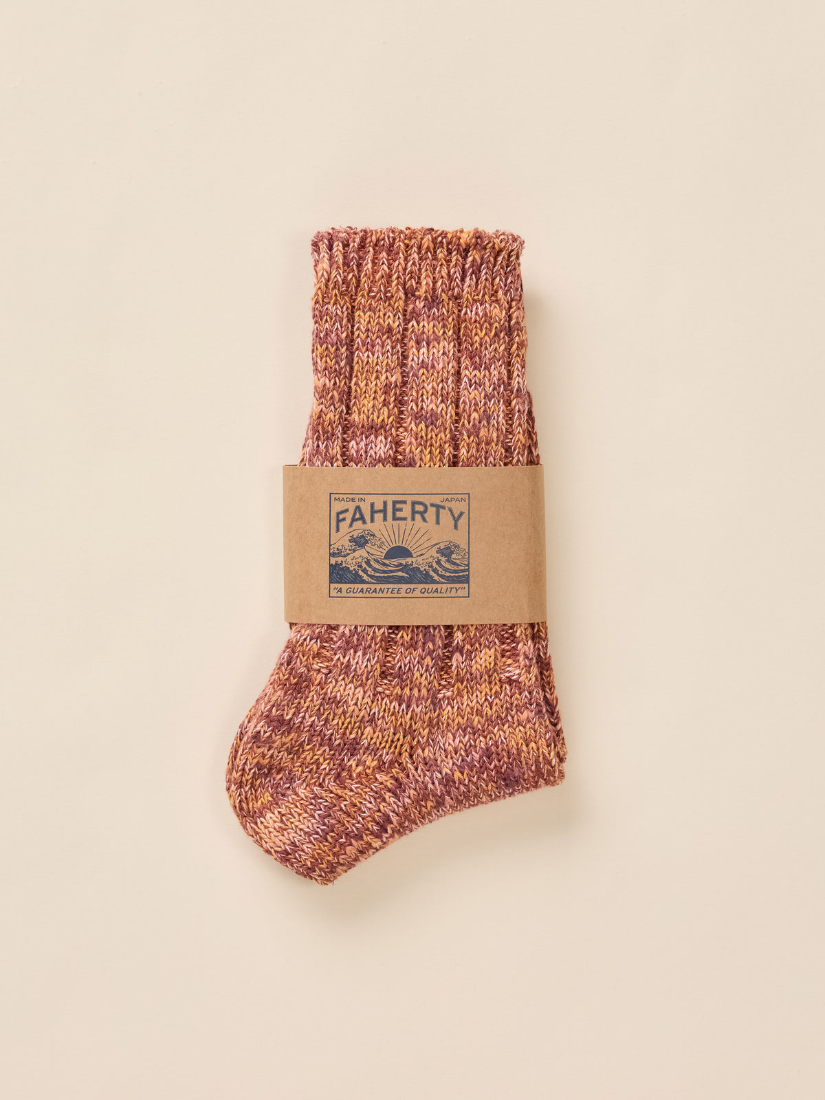 Orange marled socks with paper Faherty packaging, image 2 of 3