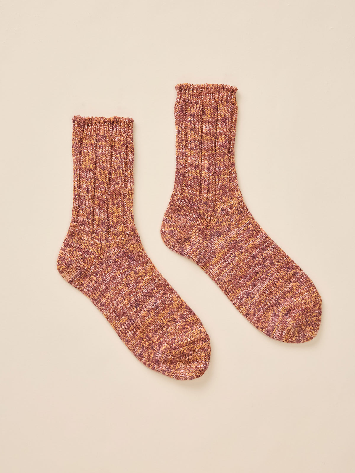 A pair of orange marled socks, image 3 of 3