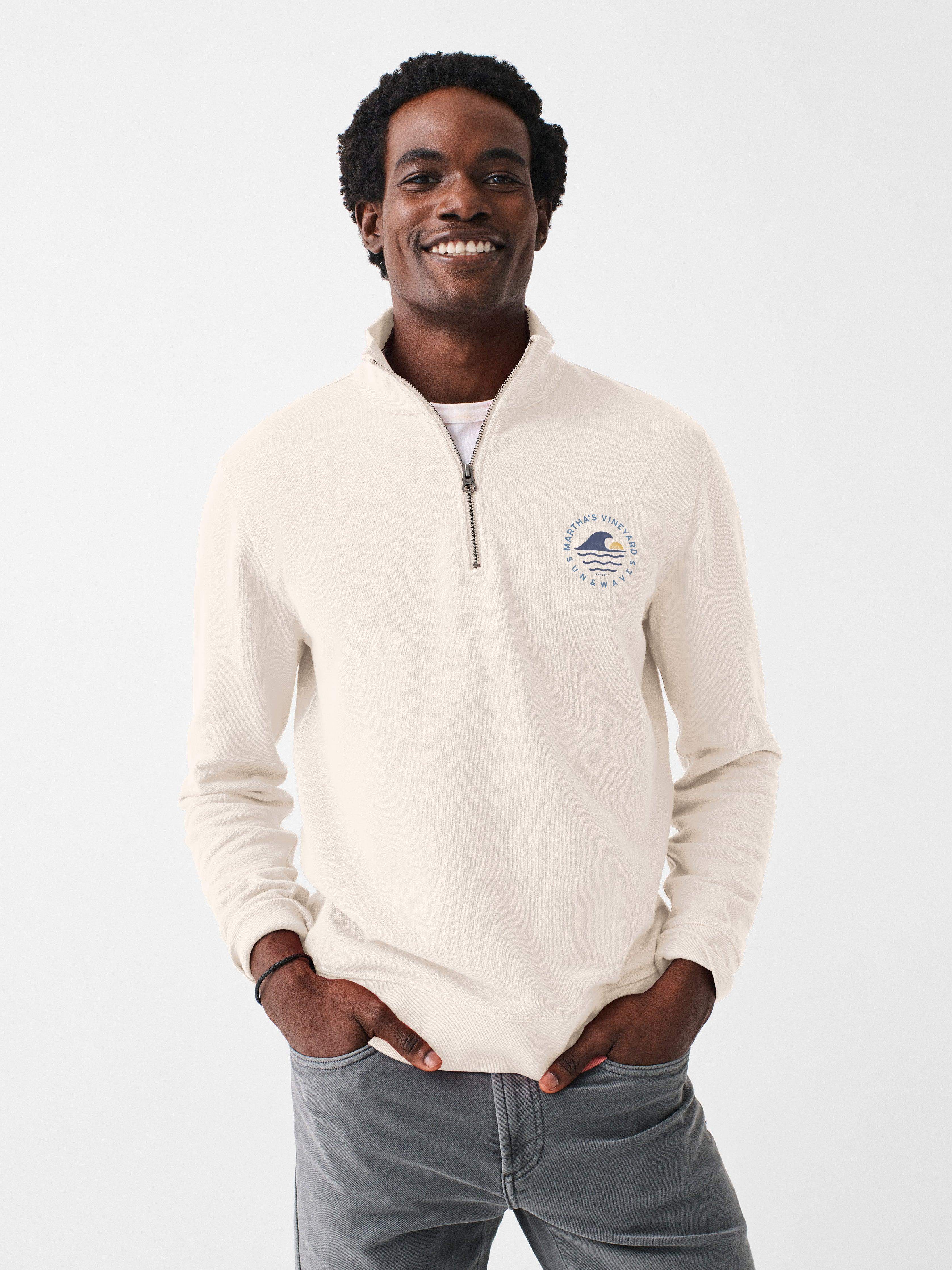 Martha's Vineyard Long-Sleeve Terry Quarter-Zip - Solar White | Faherty Brand