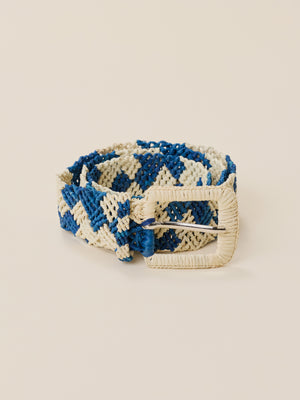 Raffia Belt - Natural Blue