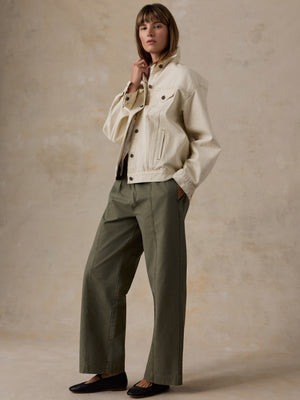 Cotton Twill Drawstring Pant - Olive