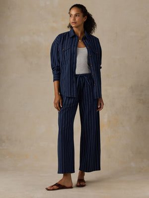Cotton Hemp Utility Pant - Indigo Wharf Stripe