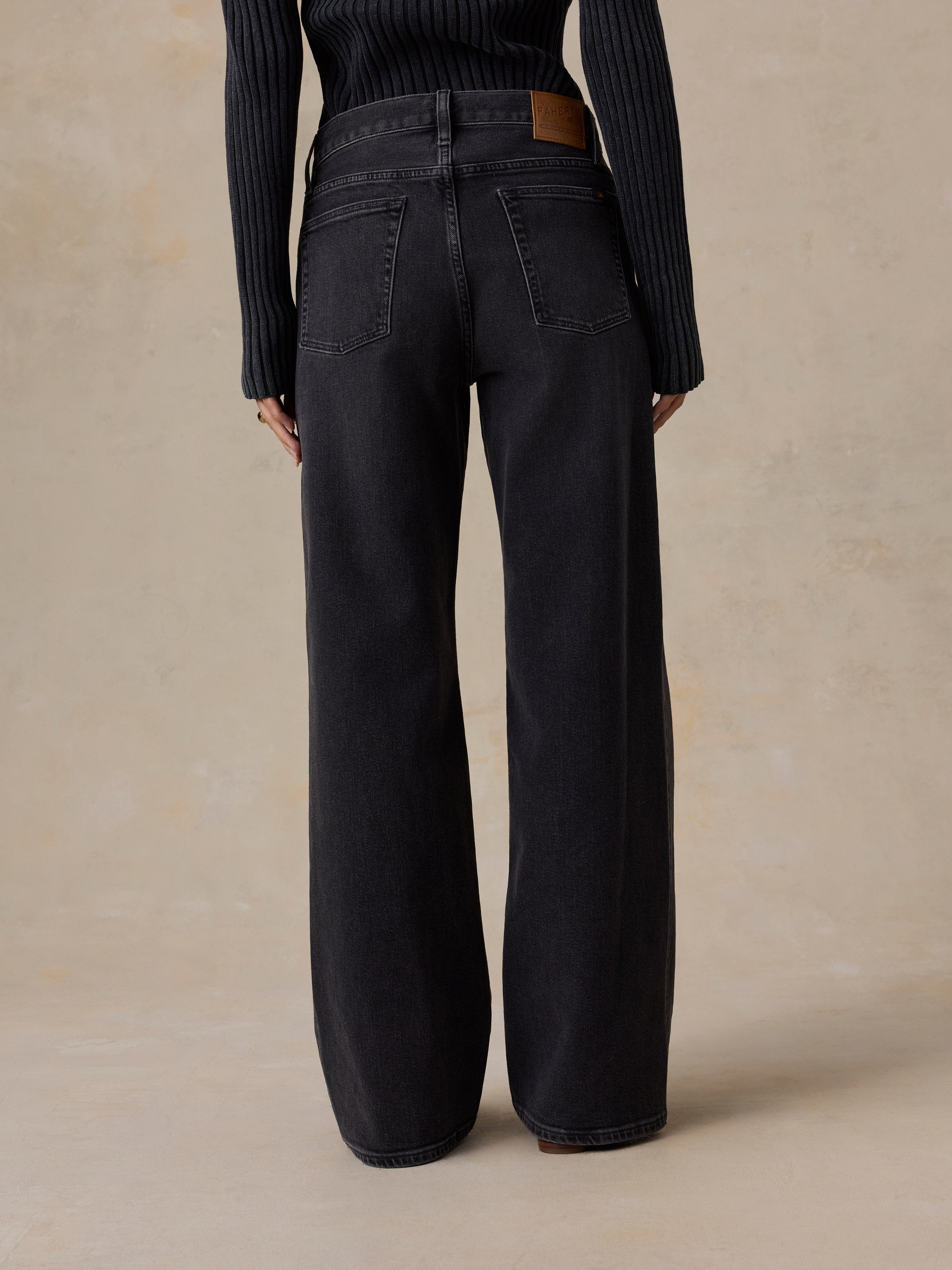 Regenerative Cotton Denim Wide Leg - Black Quarry Wash