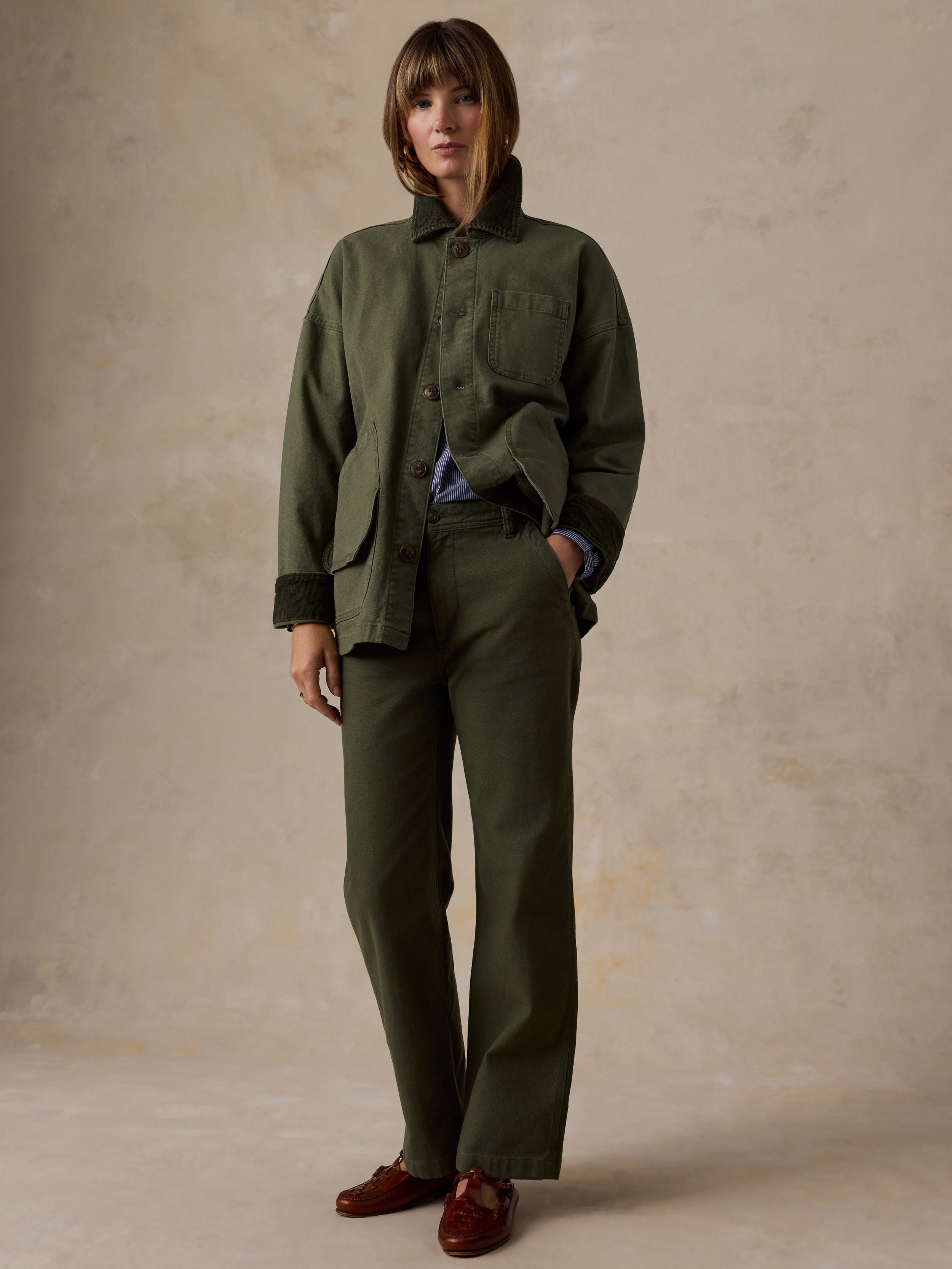 Sunwashed Canvas Dockside Pant - Olive Night