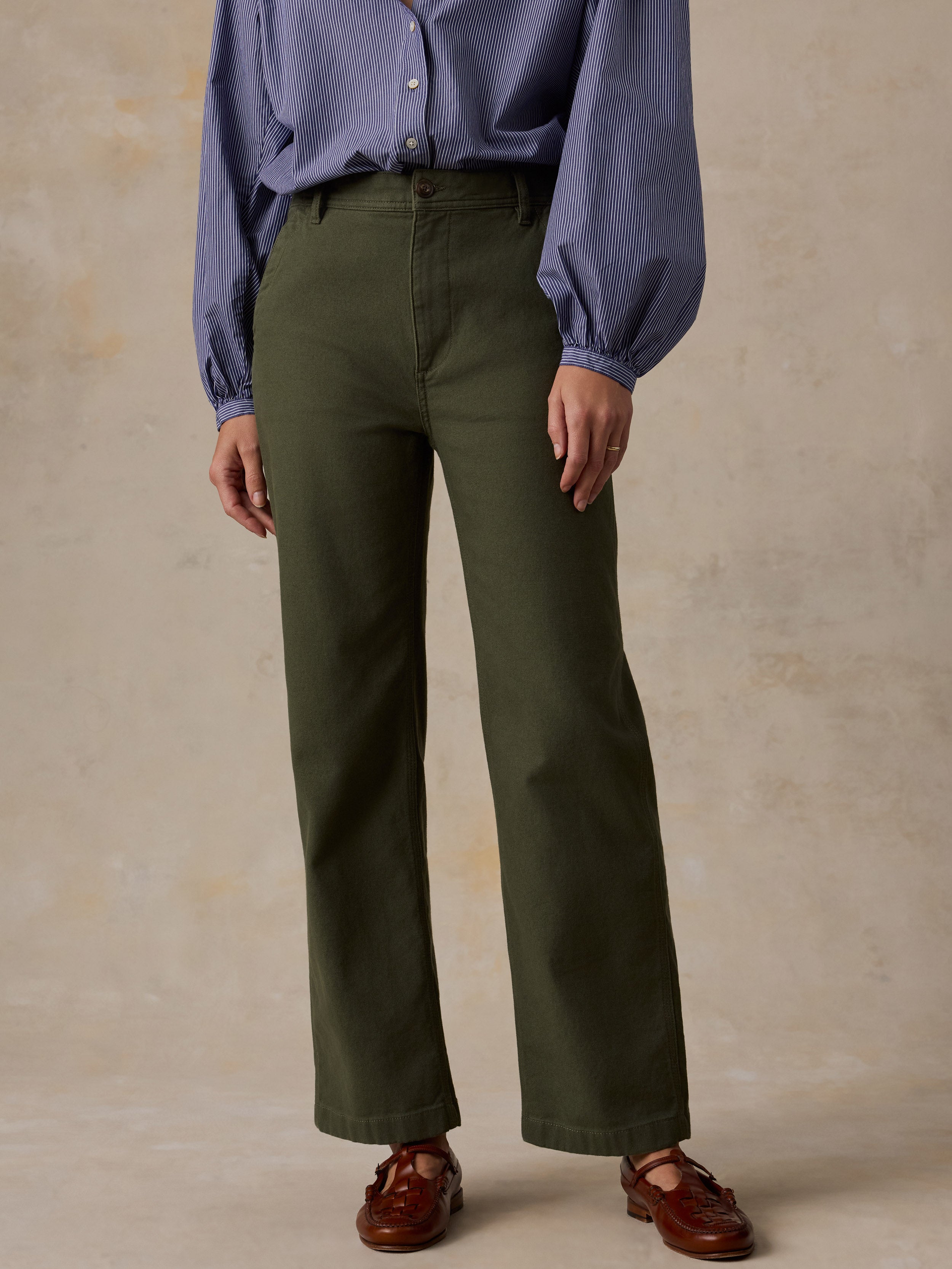 Sunwashed Canvas Dockside Pant - Olive Night