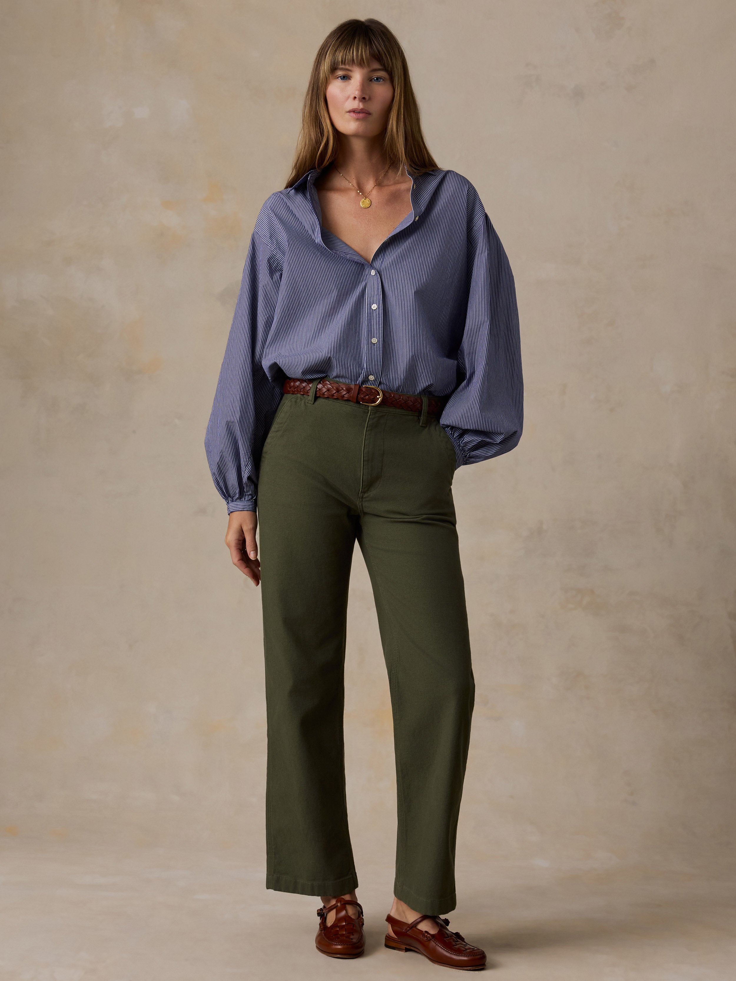 Sunwashed Canvas Dockside Pant - Olive Night