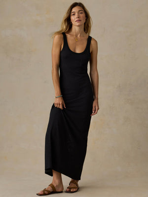 Sunwashed Organic Pocket Tank Dress - Black