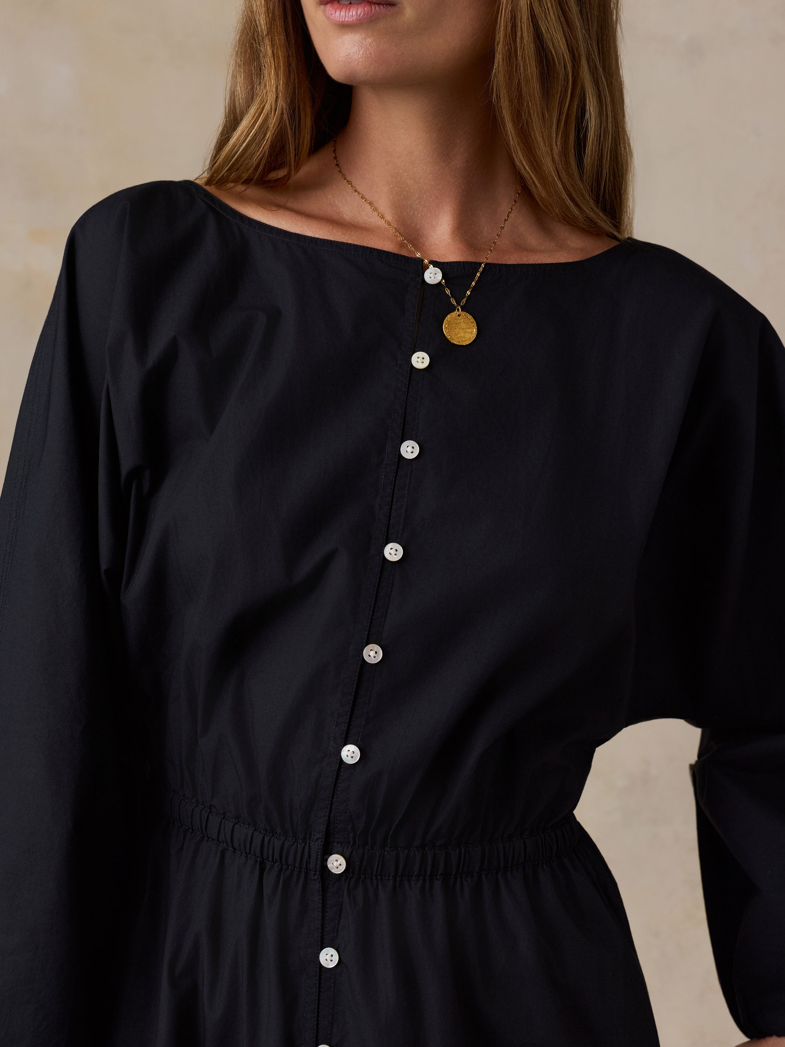 Coastal Poplin Suri Dress - Black
