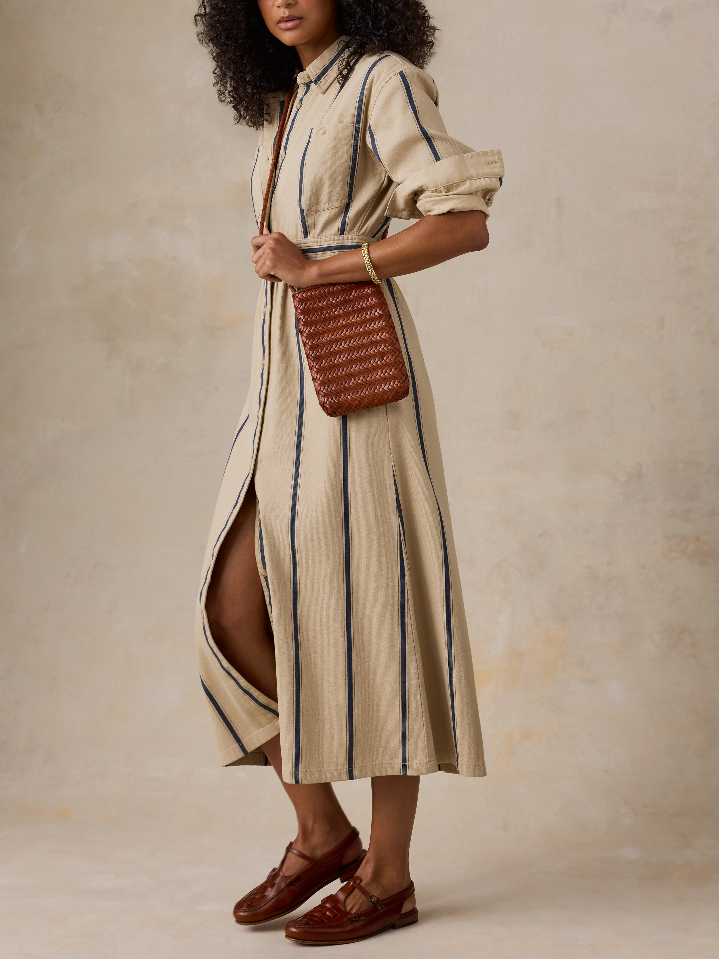 Tideweave Shirtdress - Saddle Ridge Stripe