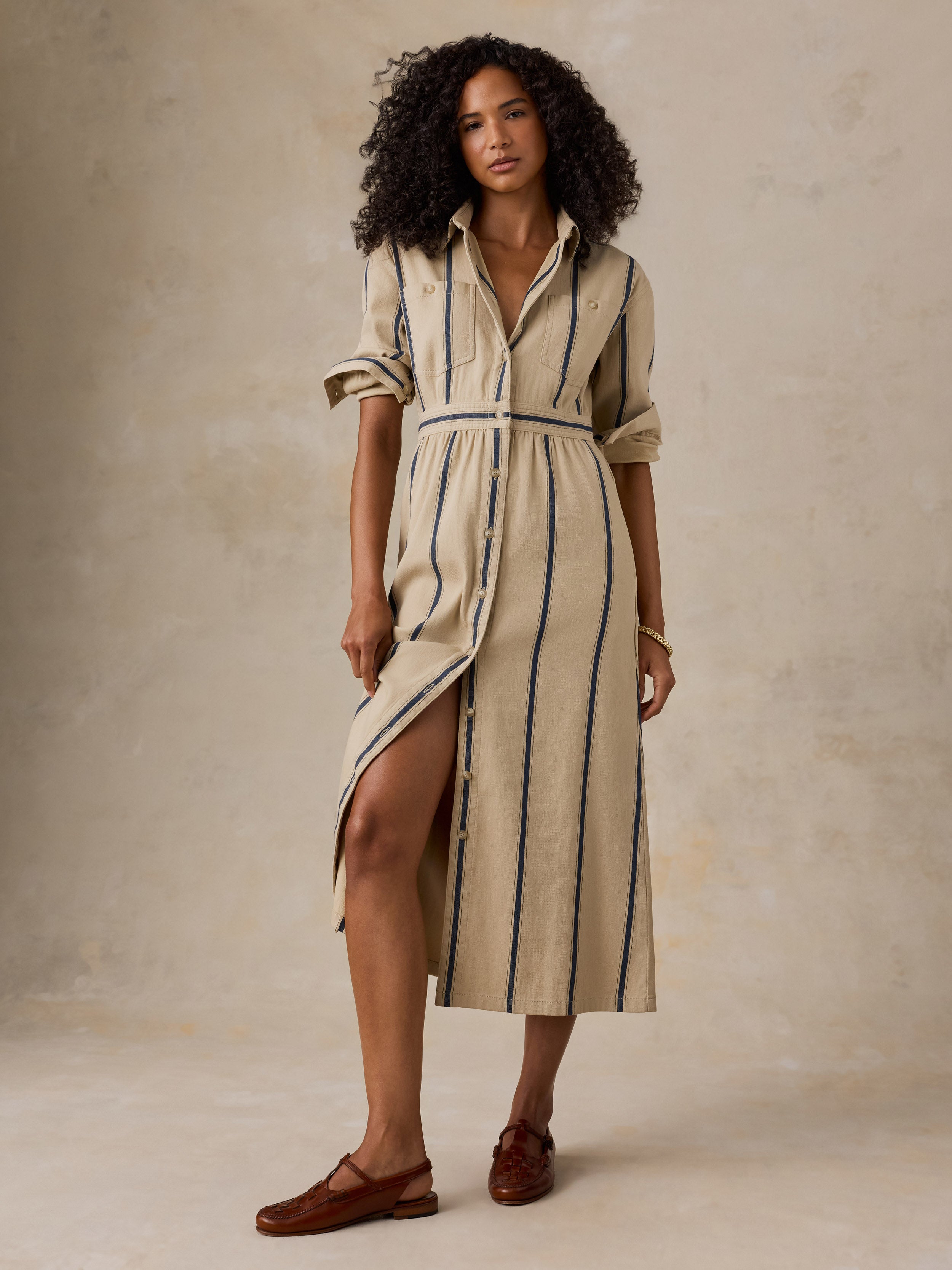 Tideweave Shirtdress - Saddle Ridge Stripe