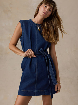 Organic Cotton Denim Sleeveless Dress - Midnight Storm Wash