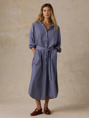 Coastal Poplin Rio Shirtdress - Sailor Ink Stripe