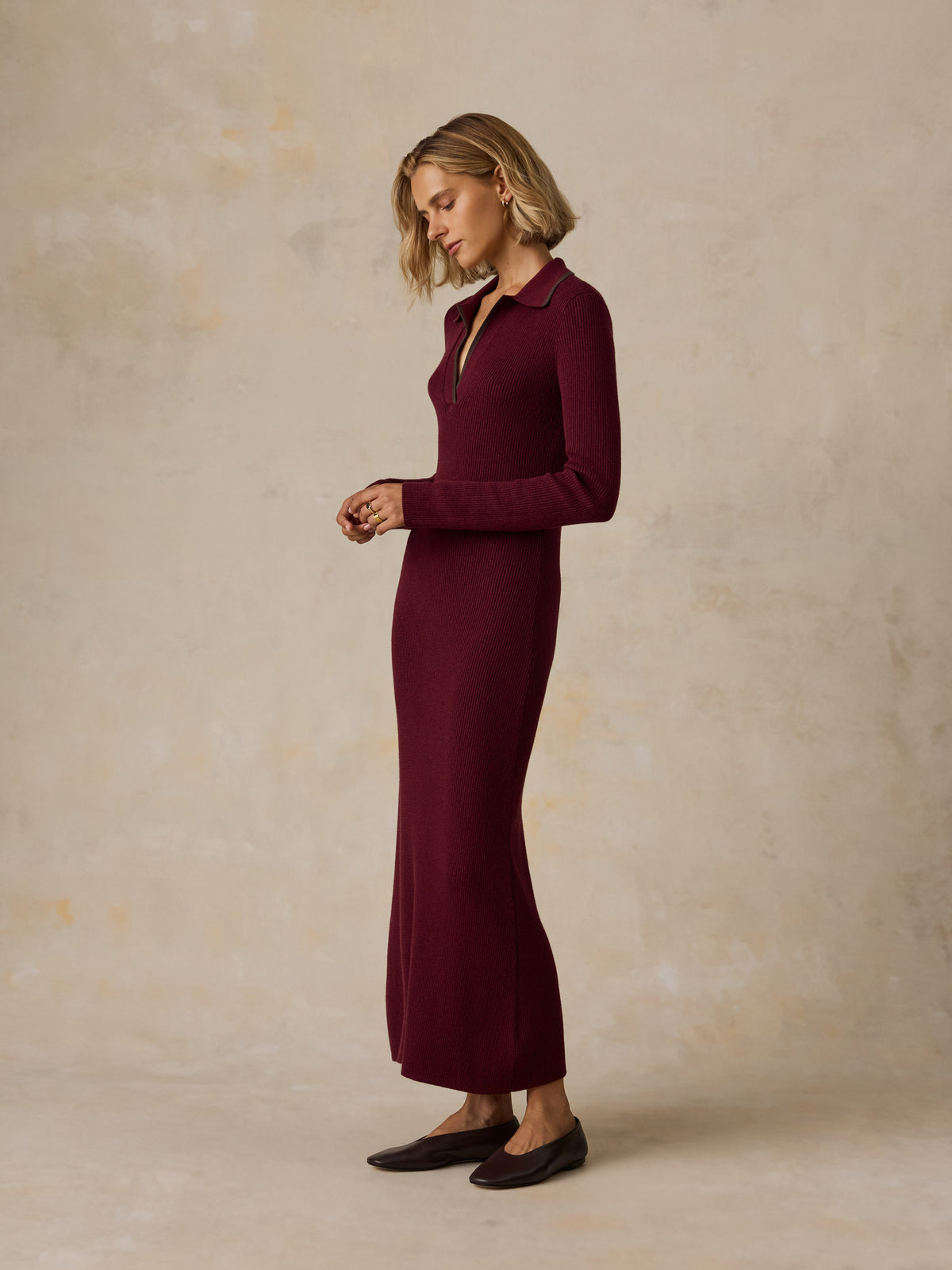 Throwback Sweater Dress - Merlot, image 7 of 7