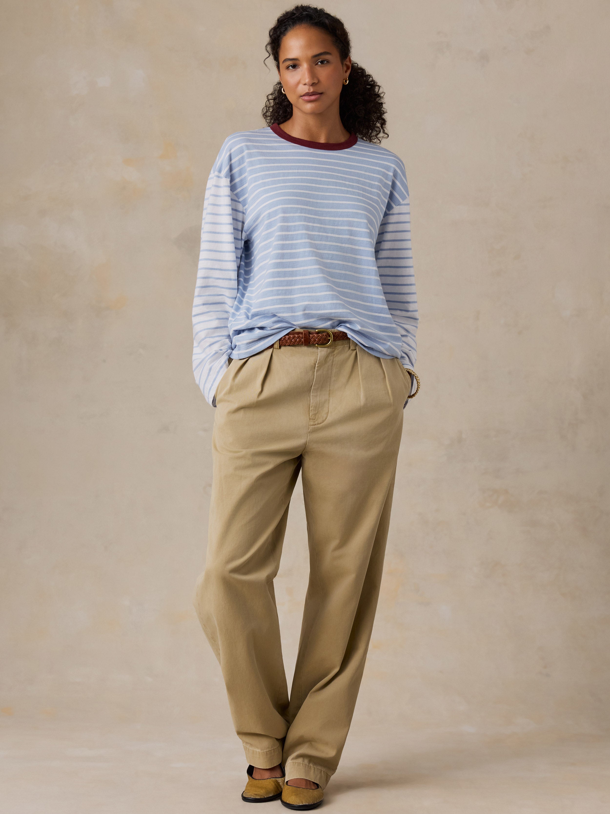 Sunwashed Long-Sleeve Retro Tee - Coldstream Stripe