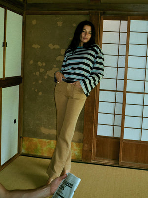 Sunwashed Long-Sleeve Retro Tee - Moonlit Tidal Stripe