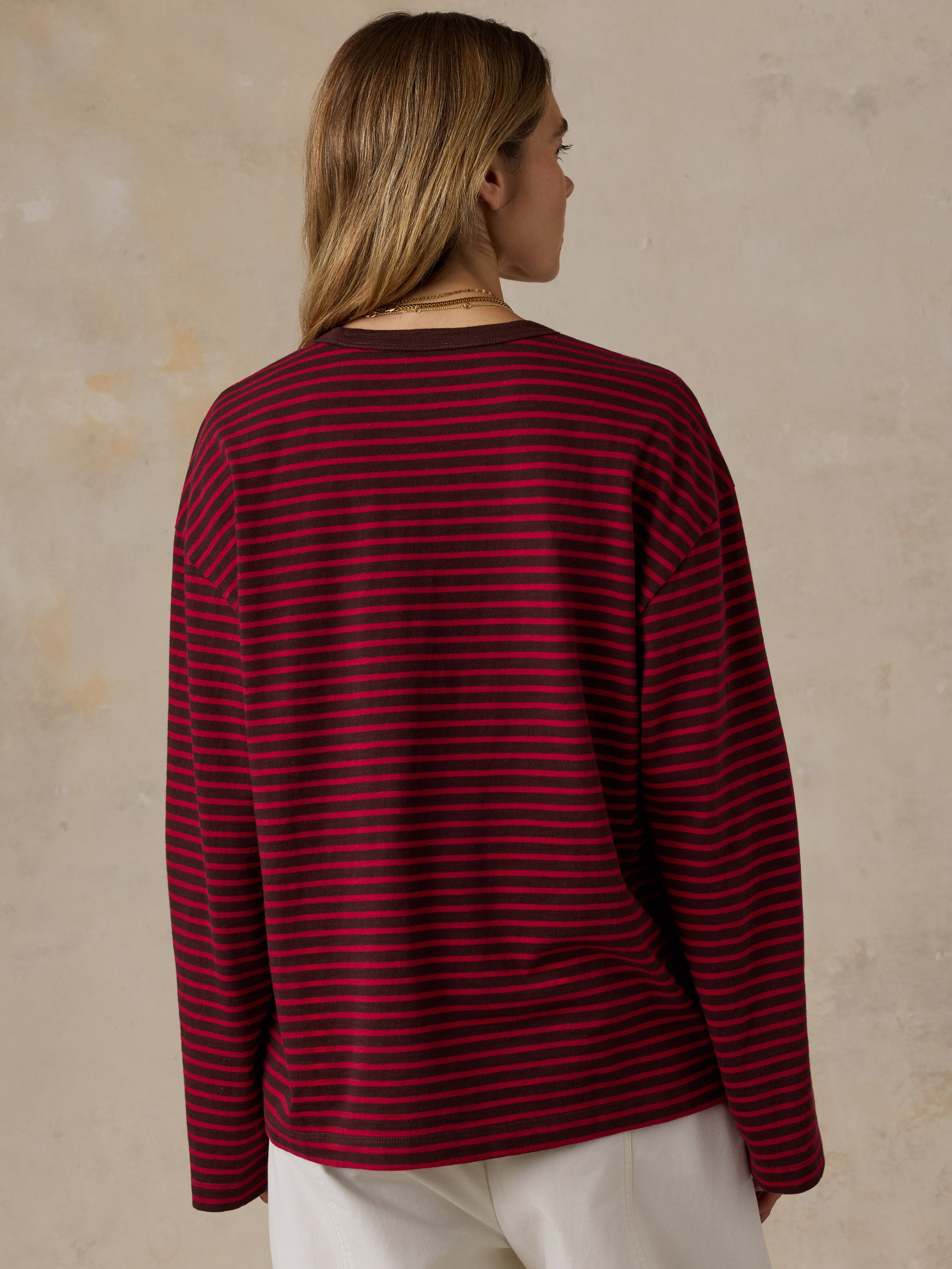 Sunwashed Long-Sleeve Retro Tee - Wildberry Stripe