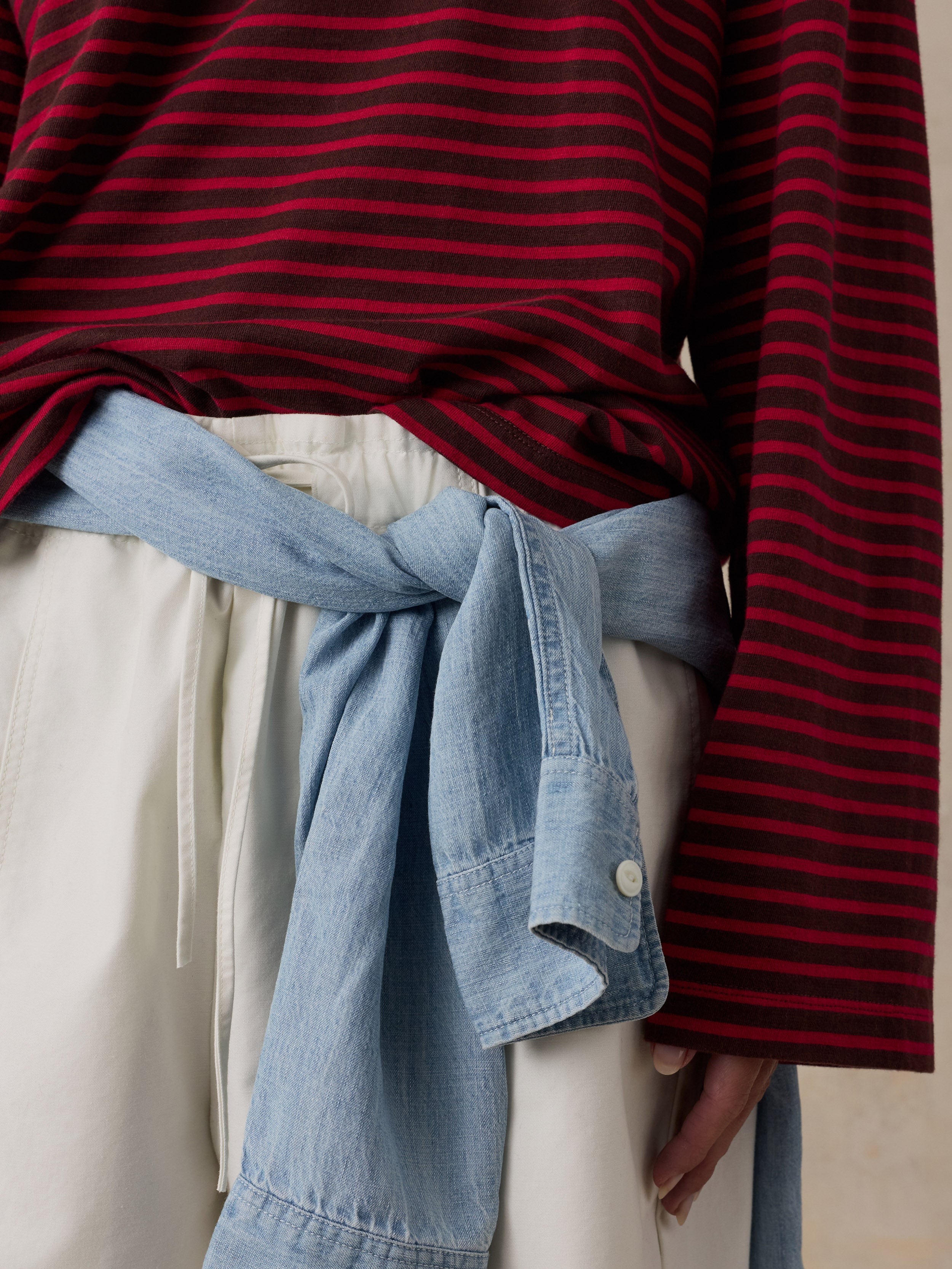 Sunwashed Long-Sleeve Retro Tee - Wildberry Stripe