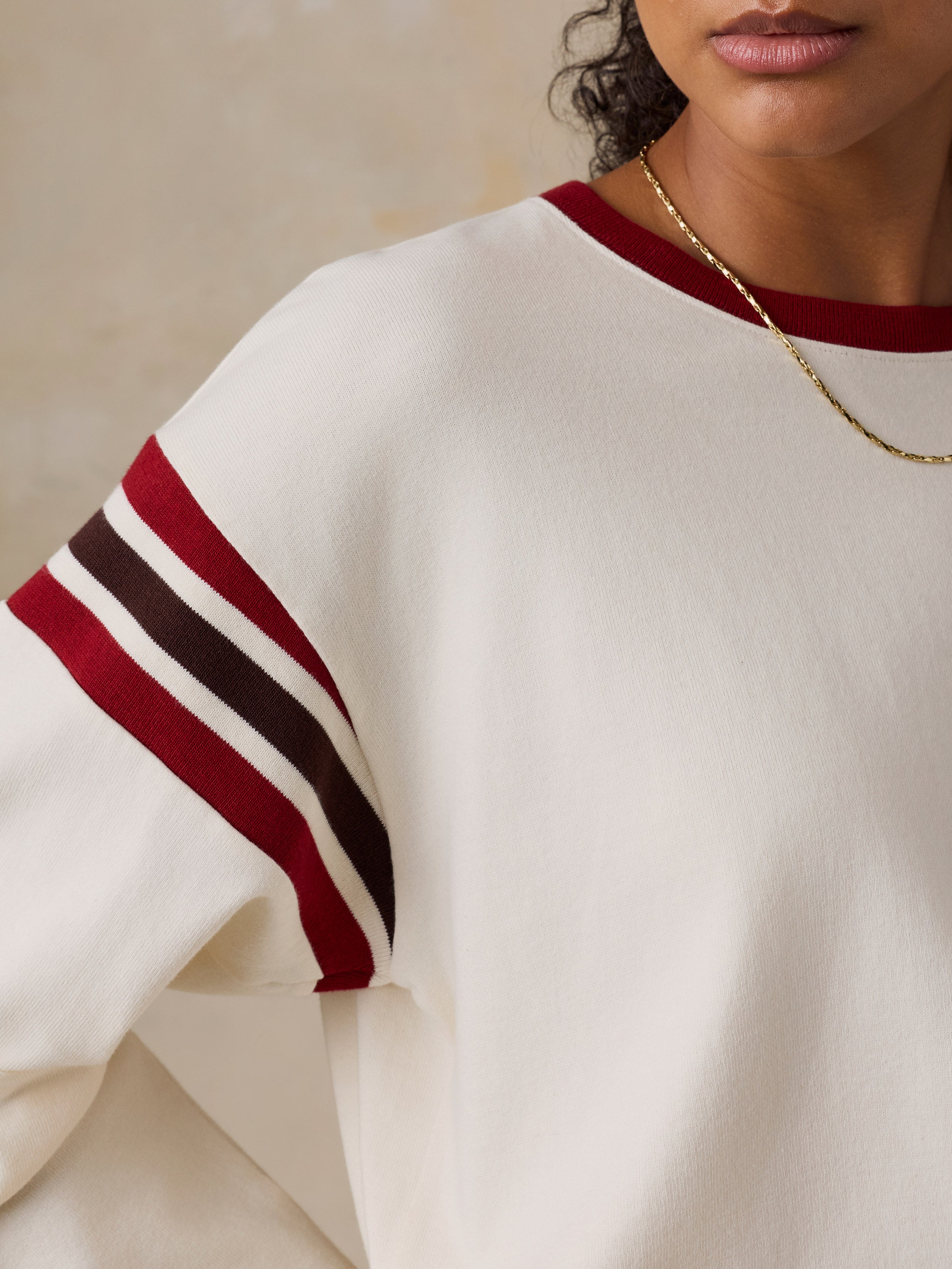 Sport Jersey Throwback Long-Sleeve Tee - Antique White Varsity