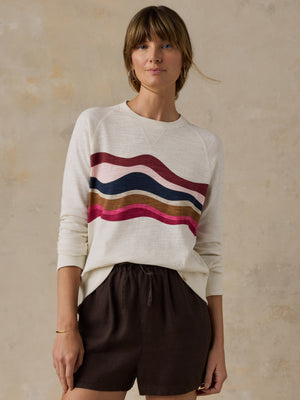 Sunwashed Organic Crewneck - Vintage Waves
