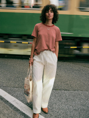 Sunwashed Regenerative Tee - Red Ochre Mini Stripe